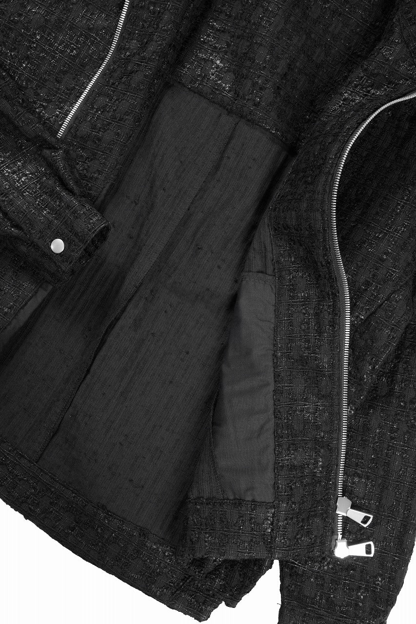A.F ARTEFACT HOODED ZIPPER BLOUSON / LUXURY TWEED (BLACK) - Image 15