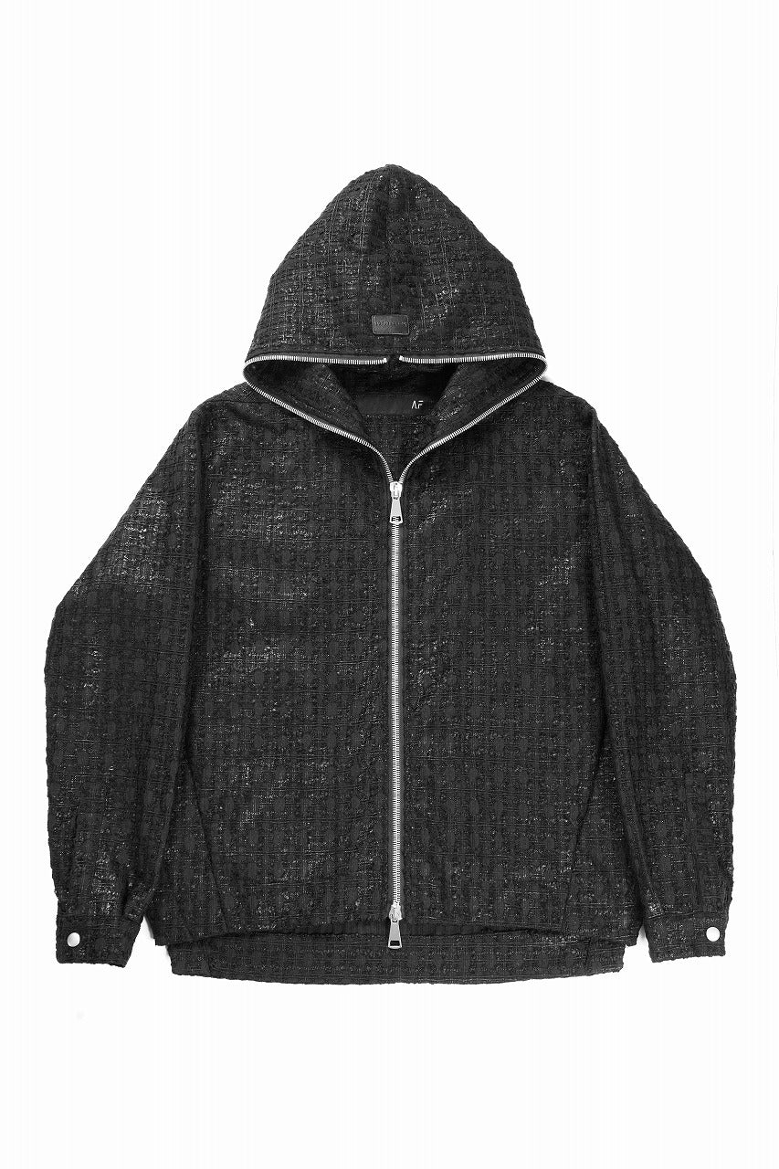 A.F ARTEFACT HOODED ZIPPER BLOUSON / LUXURY TWEED (BLACK) - Image 2