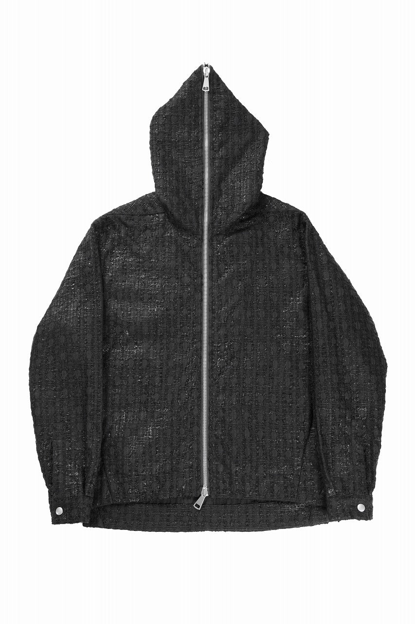 A.F ARTEFACT HOODED ZIPPER BLOUSON / LUXURY TWEED (BLACK) - Image 3