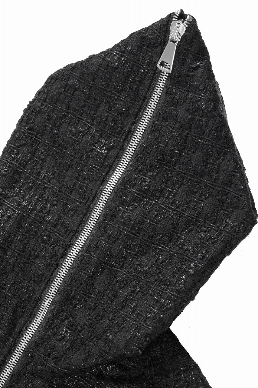 A.F ARTEFACT HOODED ZIPPER BLOUSON / LUXURY TWEED (BLACK) - Image 7