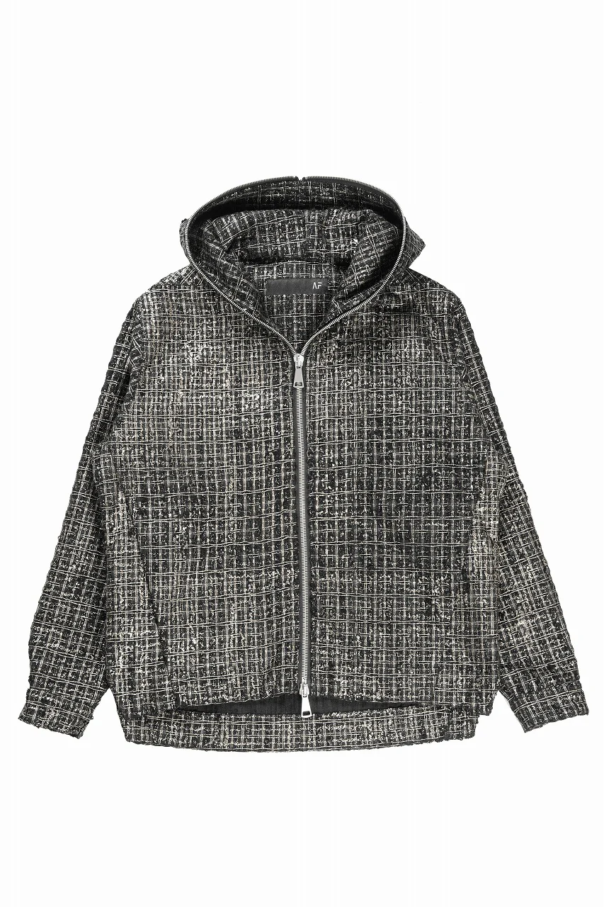 A.F ARTEFACT HOODED ZIPPER BLOUSON / LUXURY TWEED (BLACK x GOLD)