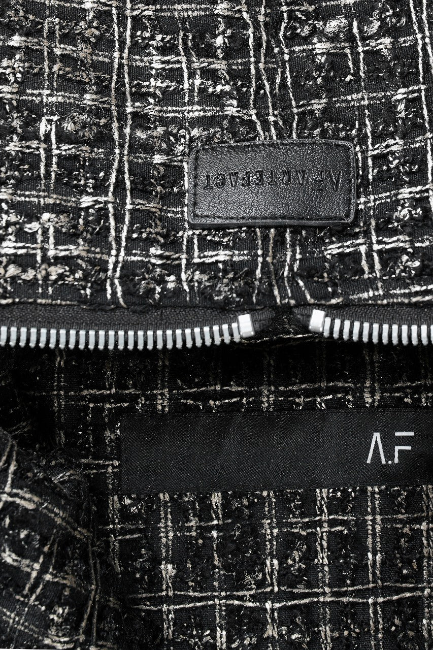 A.F ARTEFACT HOODED ZIPPER BLOUSON / LUXURY TWEED (BLACK x GOLD) - Image 10