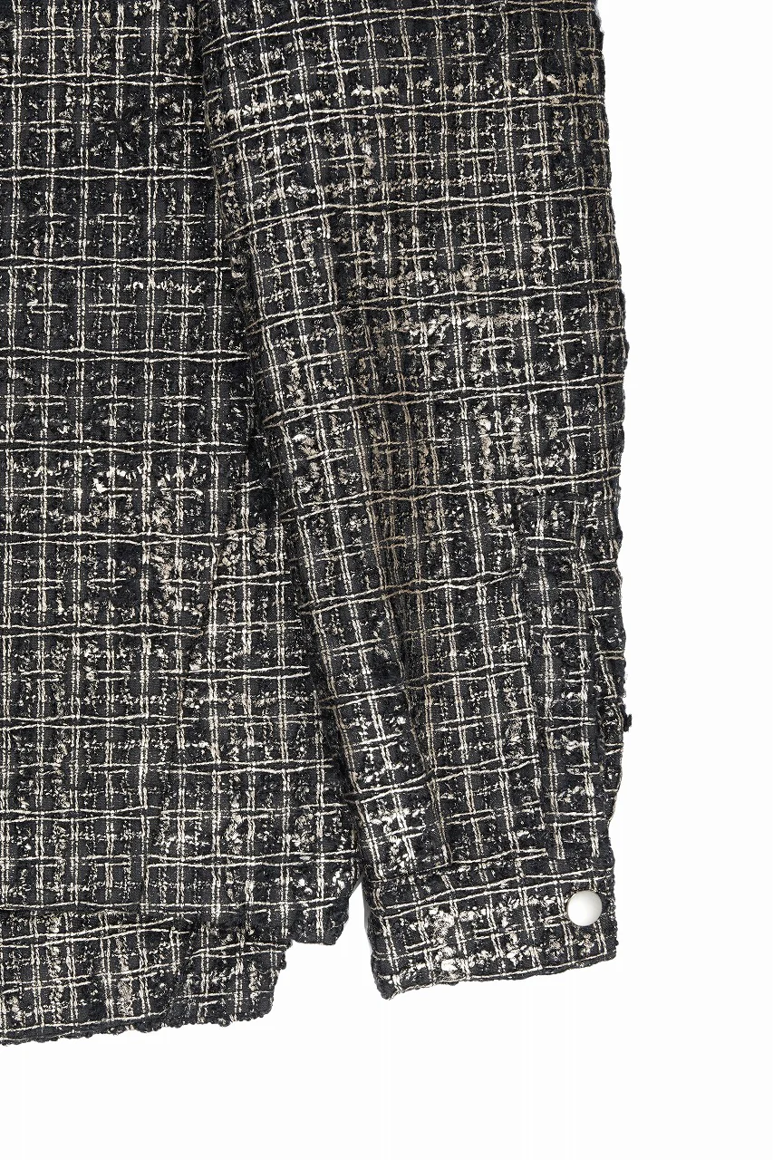 A.F ARTEFACT HOODED ZIPPER BLOUSON / LUXURY TWEED (BLACK x GOLD) - Image 11