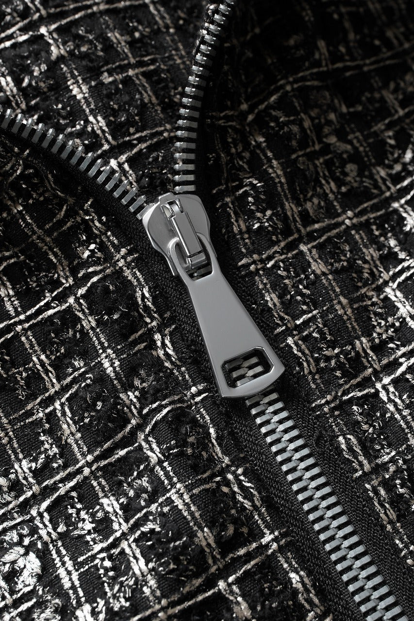 A.F ARTEFACT HOODED ZIPPER BLOUSON / LUXURY TWEED (BLACK x GOLD) - Image 12