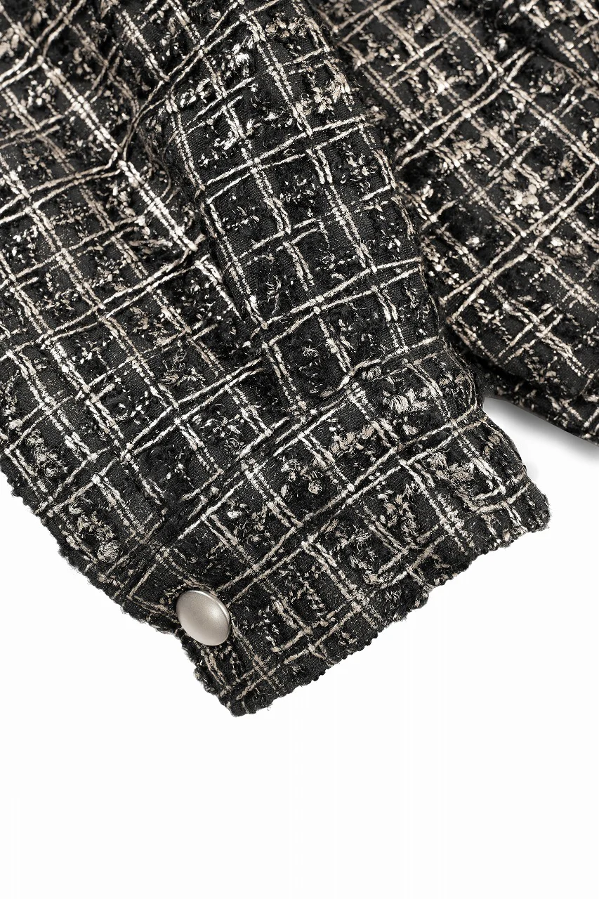 A.F ARTEFACT HOODED ZIPPER BLOUSON / LUXURY TWEED (BLACK x GOLD) - Image 13