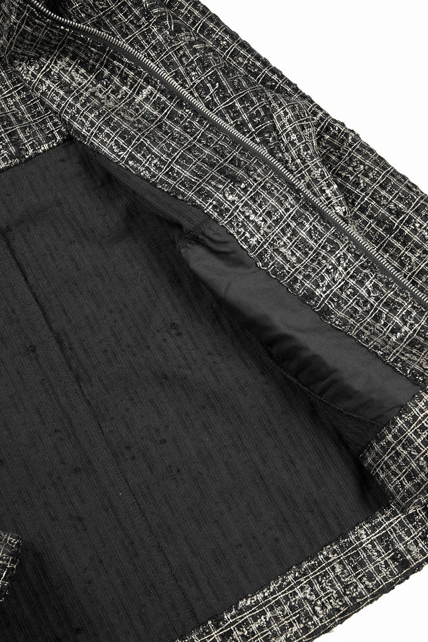 A.F ARTEFACT HOODED ZIPPER BLOUSON / LUXURY TWEED (BLACK x GOLD) - Image 14