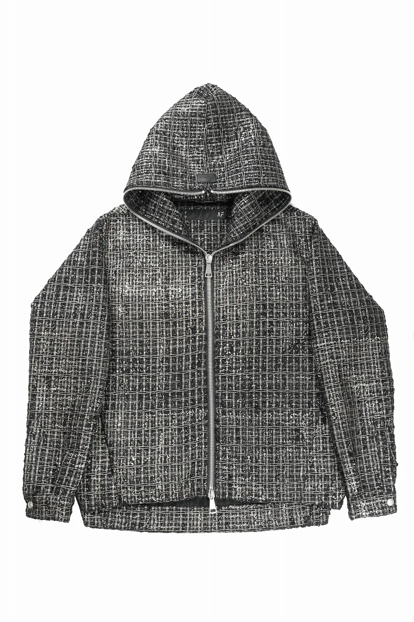 A.F ARTEFACT HOODED ZIPPER BLOUSON / LUXURY TWEED (BLACK x GOLD) - Image 2