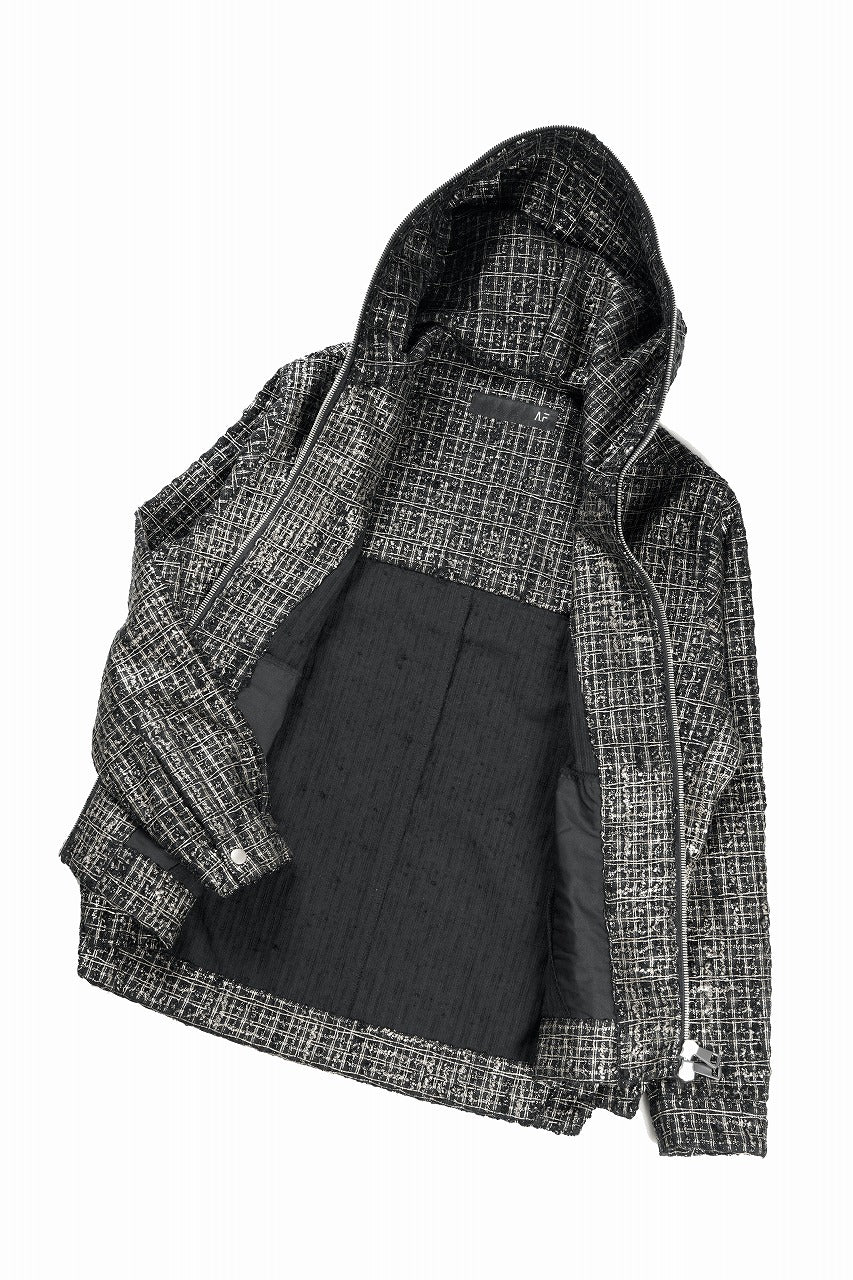A.F ARTEFACT HOODED ZIPPER BLOUSON / LUXURY TWEED (BLACK x GOLD) - Image 5