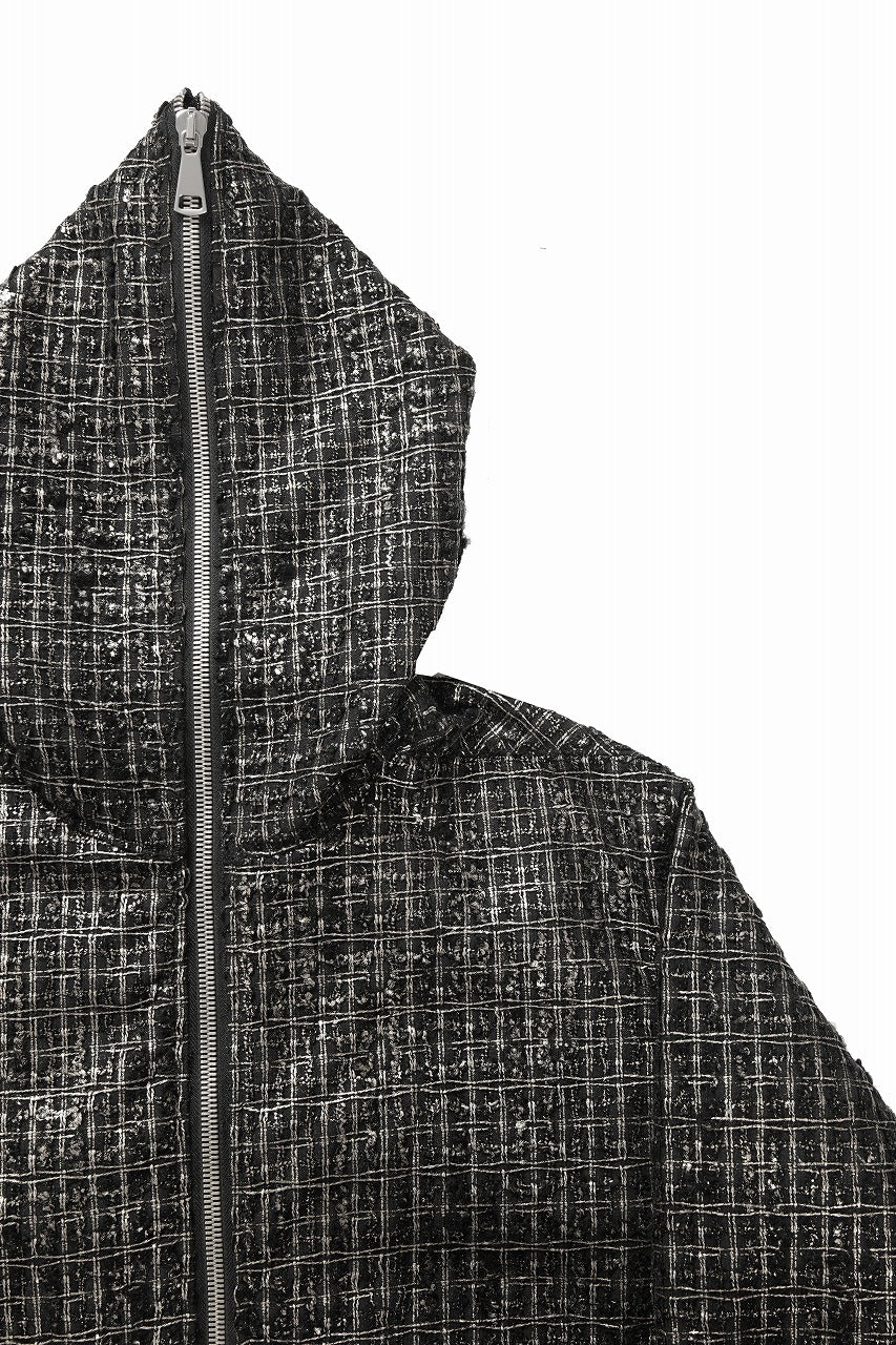 A.F ARTEFACT HOODED ZIPPER BLOUSON / LUXURY TWEED (BLACK x GOLD) - Image 6