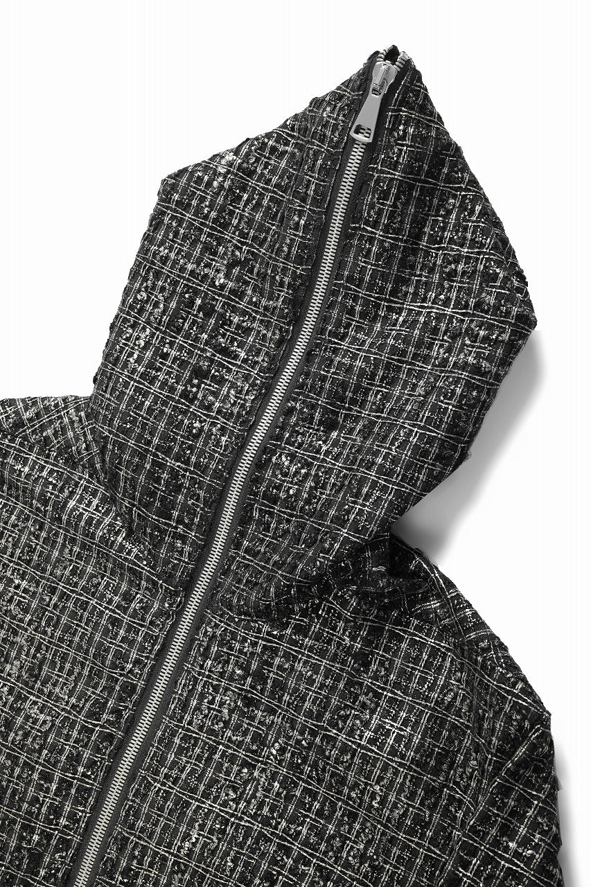 A.F ARTEFACT HOODED ZIPPER BLOUSON / LUXURY TWEED (BLACK x GOLD) - Image 7