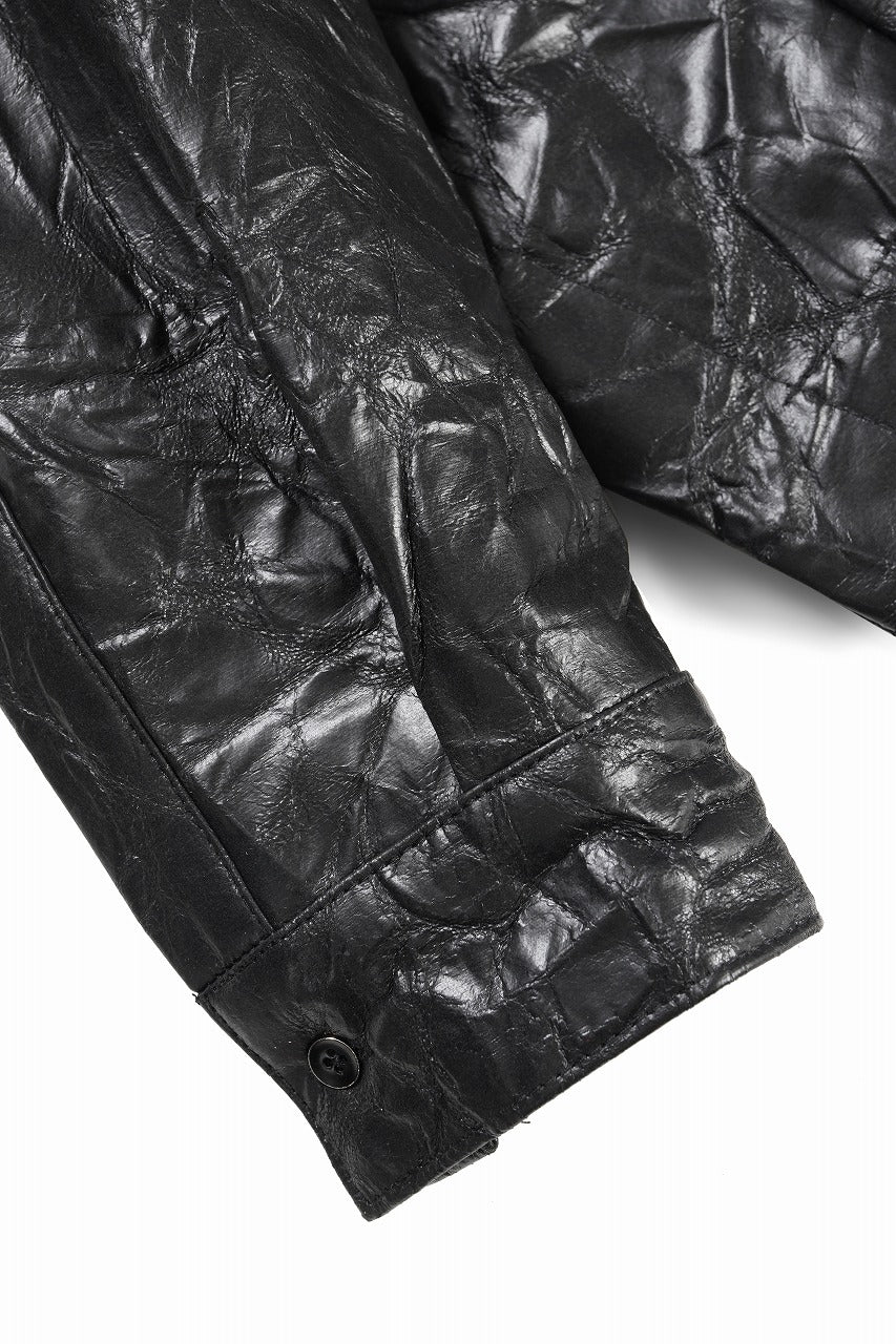 A.F ARTEFACT HOODED ZIPPER BLOUSON / WASHER SYNTHETIC LEATHER (BLACK) - Image 11
