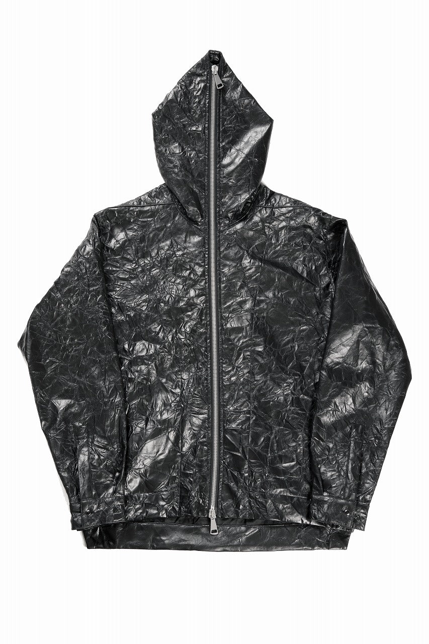 A.F ARTEFACT HOODED ZIPPER BLOUSON / WASHER SYNTHETIC LEATHER (BLACK) - Image 2