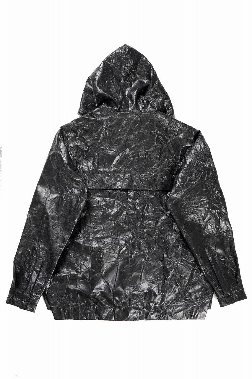 A.F ARTEFACT HOODED ZIPPER BLOUSON / WASHER SYNTHETIC LEATHER (BLACK) - Image 4