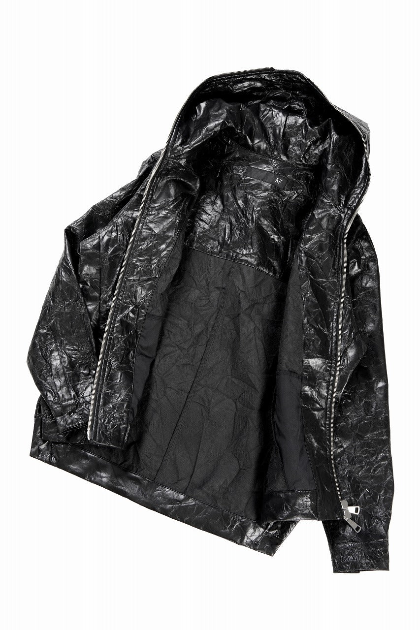 A.F ARTEFACT HOODED ZIPPER BLOUSON / WASHER SYNTHETIC LEATHER (BLACK) - Image 5