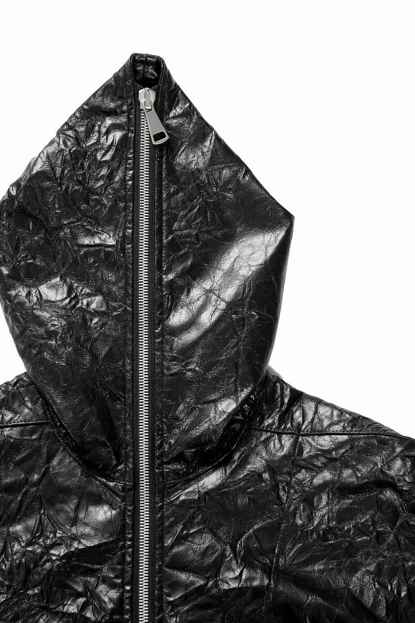 A.F ARTEFACT HOODED ZIPPER BLOUSON / WASHER SYNTHETIC LEATHER (BLACK) - Image 6
