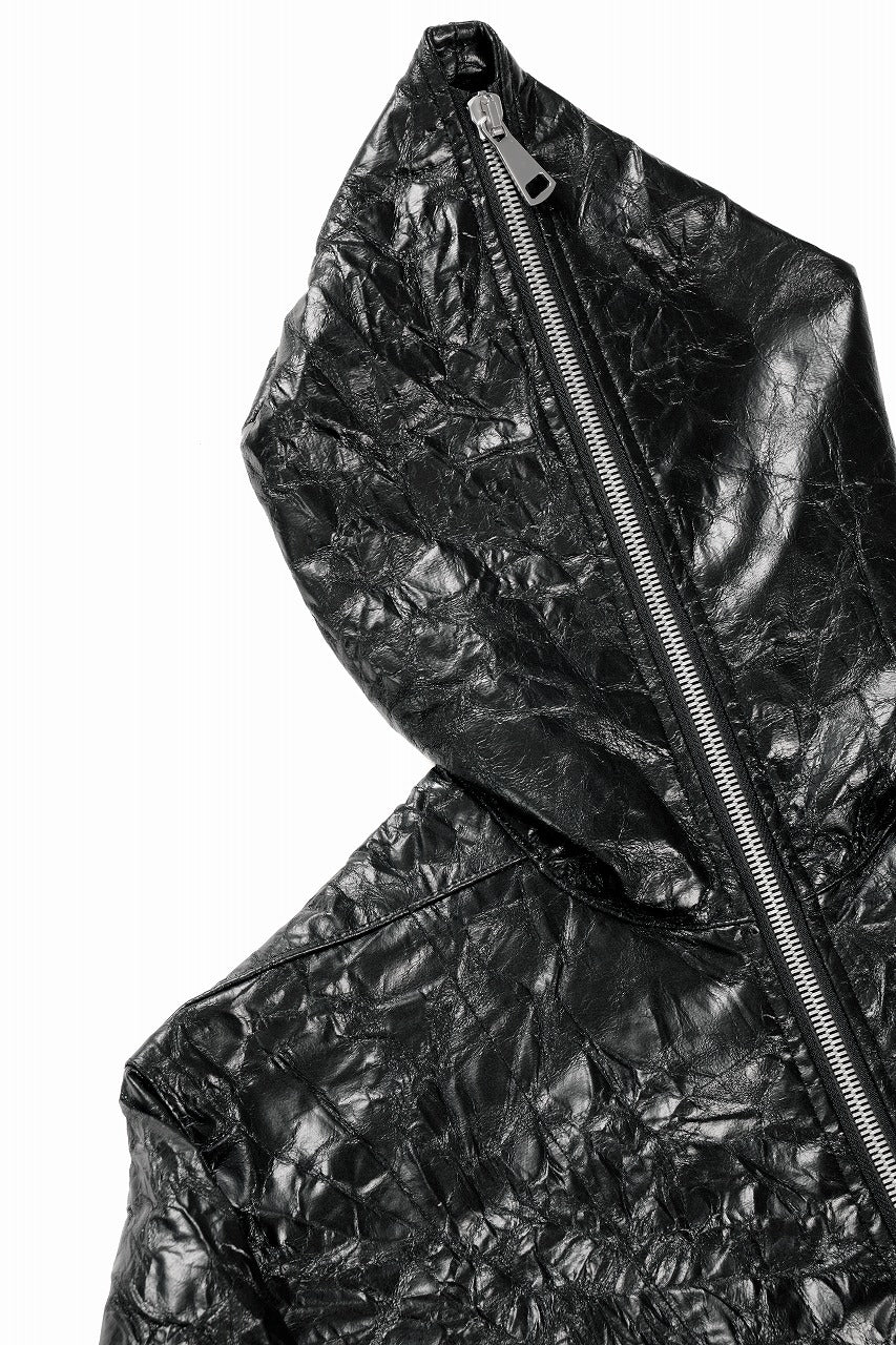 A.F ARTEFACT HOODED ZIPPER BLOUSON / WASHER SYNTHETIC LEATHER (BLACK) - Image 7