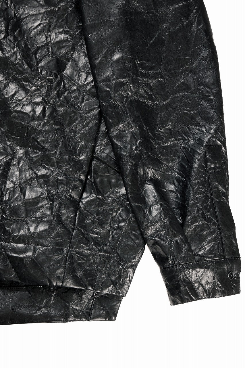 A.F ARTEFACT HOODED ZIPPER BLOUSON / WASHER SYNTHETIC LEATHER (BLACK) - Image 9
