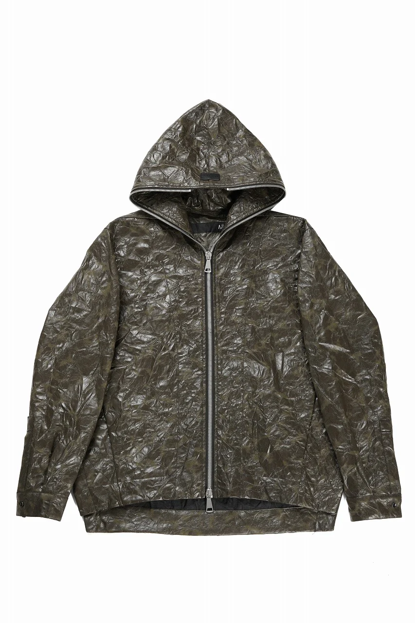 A.F ARTEFACT HOODED ZIPPER BLOUSON / WASHER SYNTHETIC LEATHER (KHAKI)