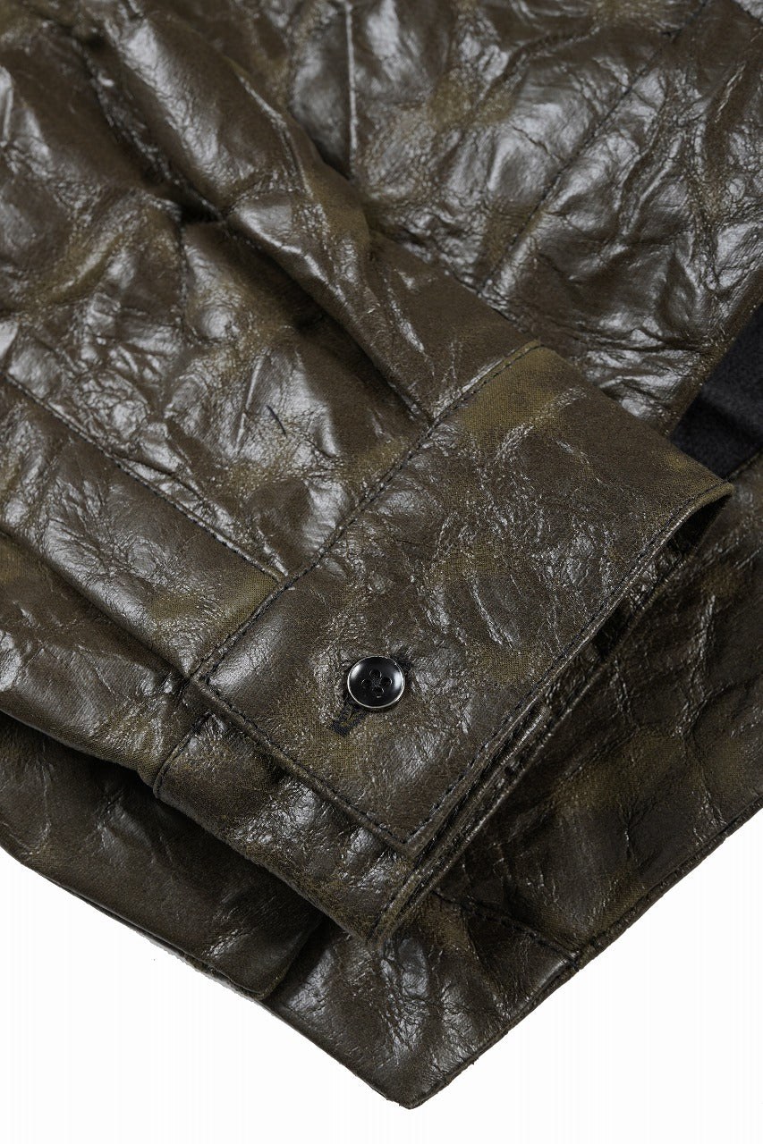 A.F ARTEFACT HOODED ZIPPER BLOUSON / WASHER SYNTHETIC LEATHER (KHAKI) - Image 10
