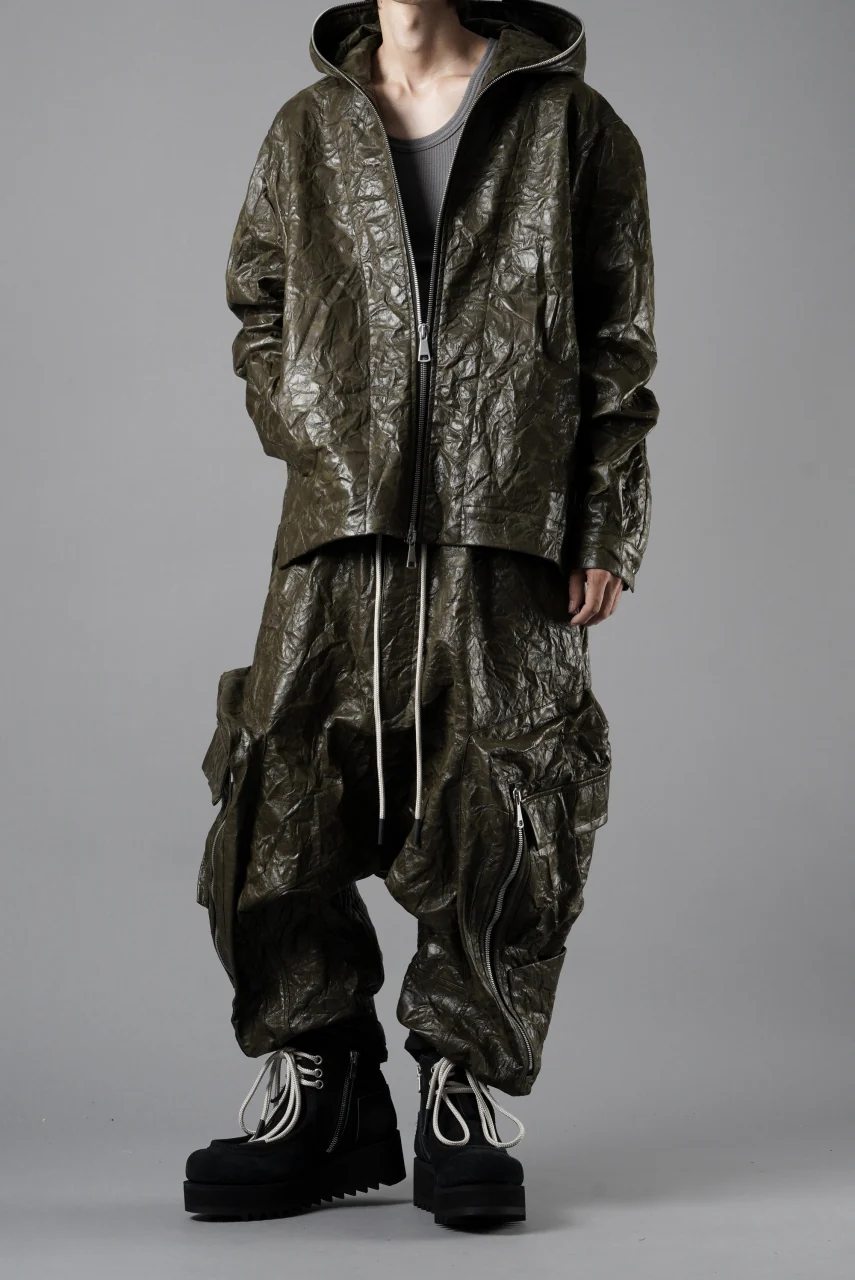 A.F ARTEFACT HOODED ZIPPER BLOUSON / WASHER SYNTHETIC LEATHER (KHAKI) - Image 20