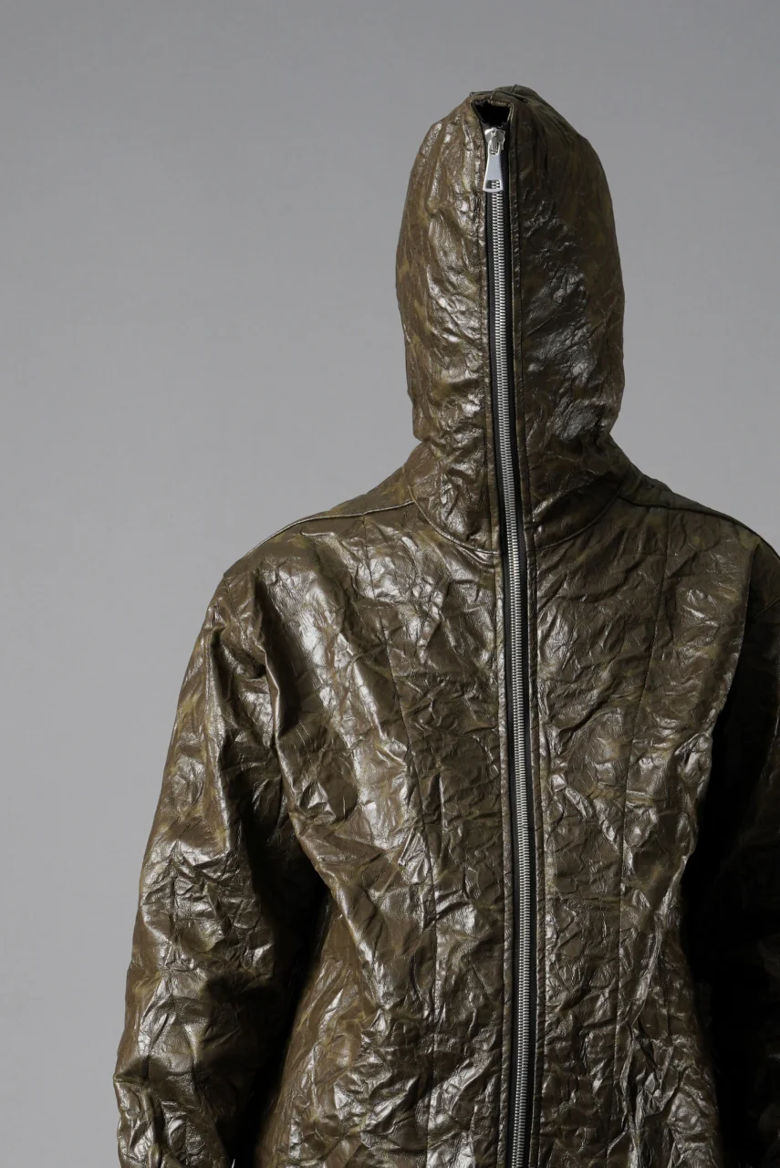 A.F ARTEFACT HOODED ZIPPER BLOUSON / WASHER SYNTHETIC LEATHER (KHAKI) - Image 21