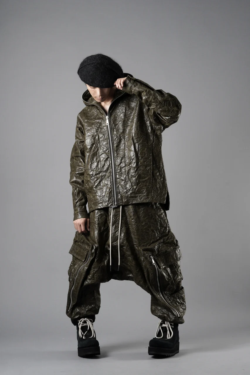 A.F ARTEFACT HOODED ZIPPER BLOUSON / WASHER SYNTHETIC LEATHER (KHAKI) - Image 24