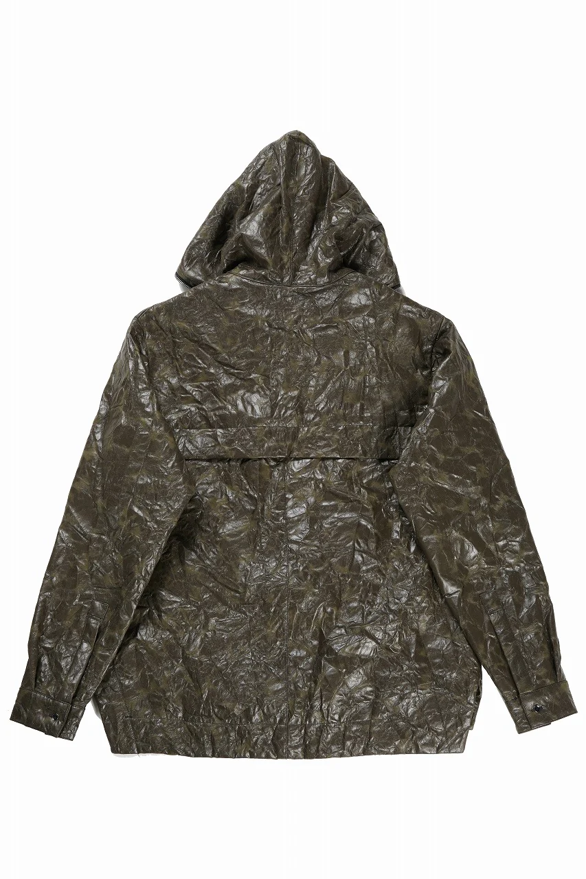 A.F ARTEFACT HOODED ZIPPER BLOUSON / WASHER SYNTHETIC LEATHER (KHAKI) - Image 4