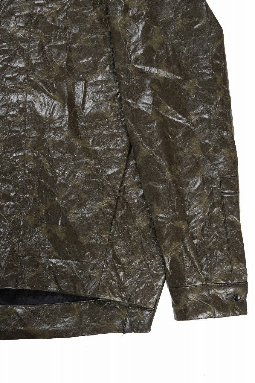 A.F ARTEFACT HOODED ZIPPER BLOUSON / WASHER SYNTHETIC LEATHER (KHAKI) - Image 6