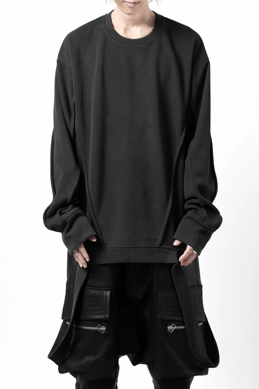 A.F ARTEFACT IRREGULAR HEM PULLOVER / COPE KNIT JERSEY (BLACK) - Image 2