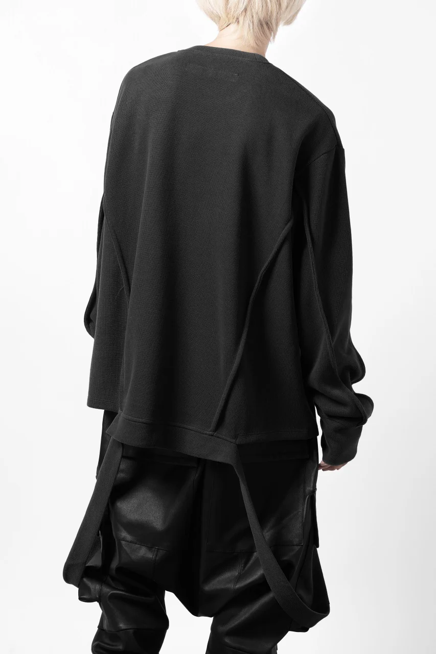 A.F ARTEFACT IRREGULAR HEM PULLOVER / COPE KNIT JERSEY (BLACK) - Image 5