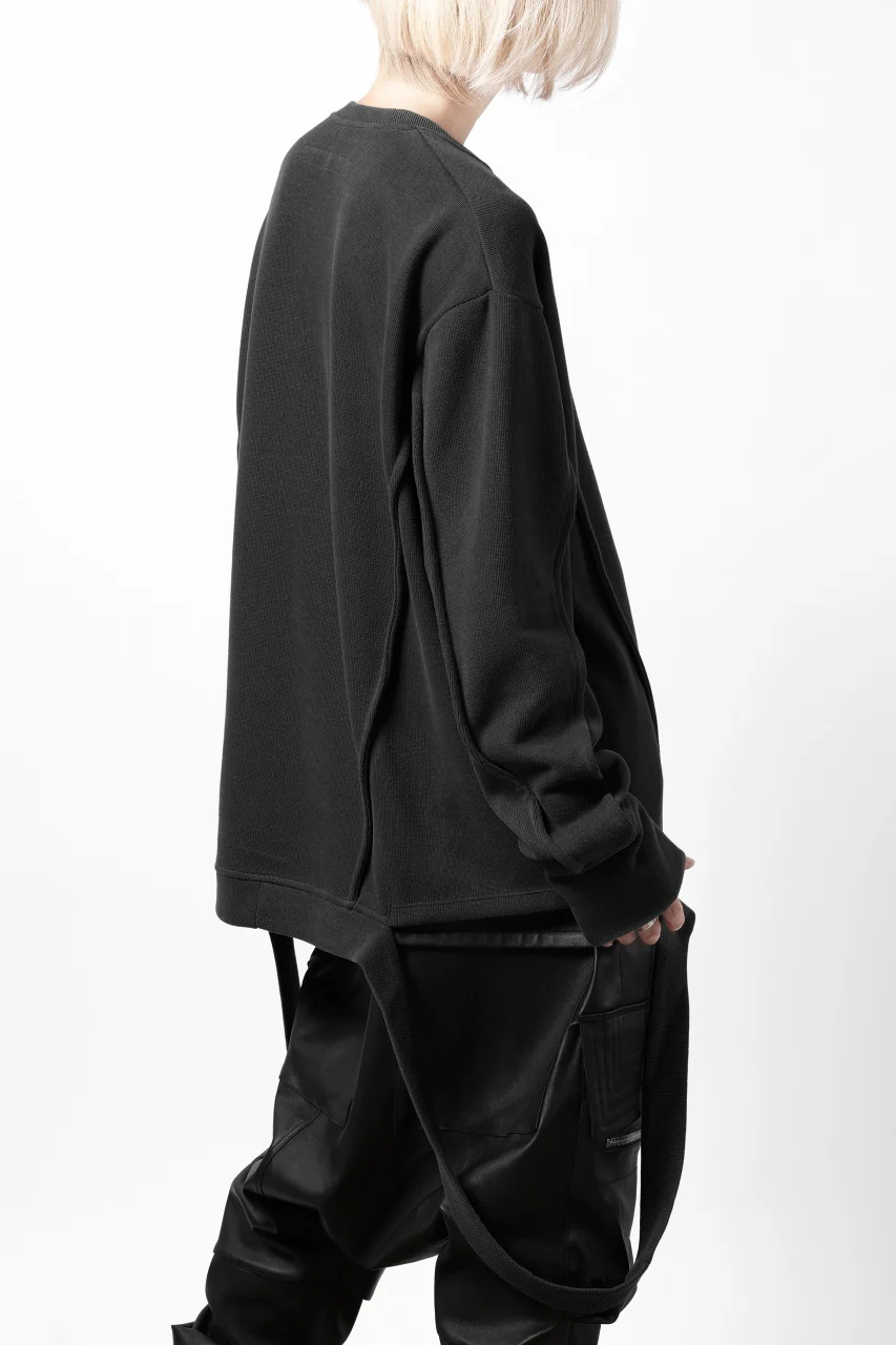 A.F ARTEFACT IRREGULAR HEM PULLOVER / COPE KNIT JERSEY (BLACK) - Image 6