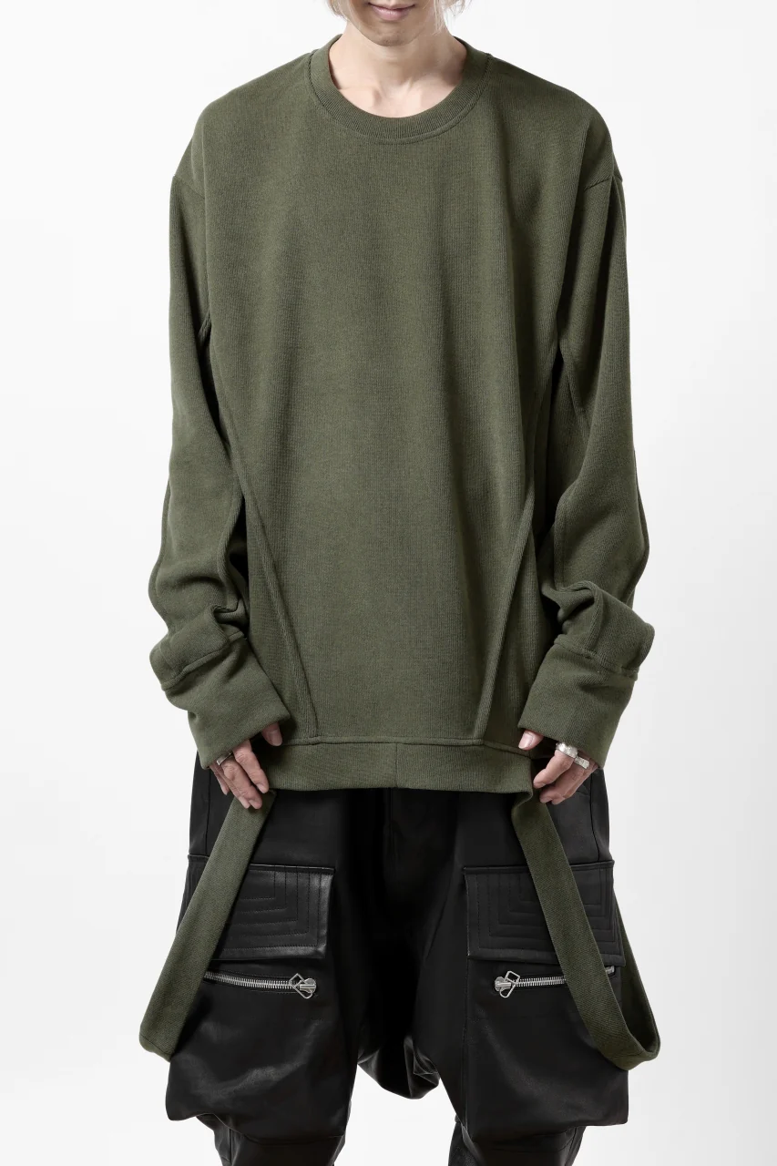 A.F ARTEFACT IRREGULAR HEM PULLOVER / COPE KNIT JERSEY (KHAKI) - Image 2