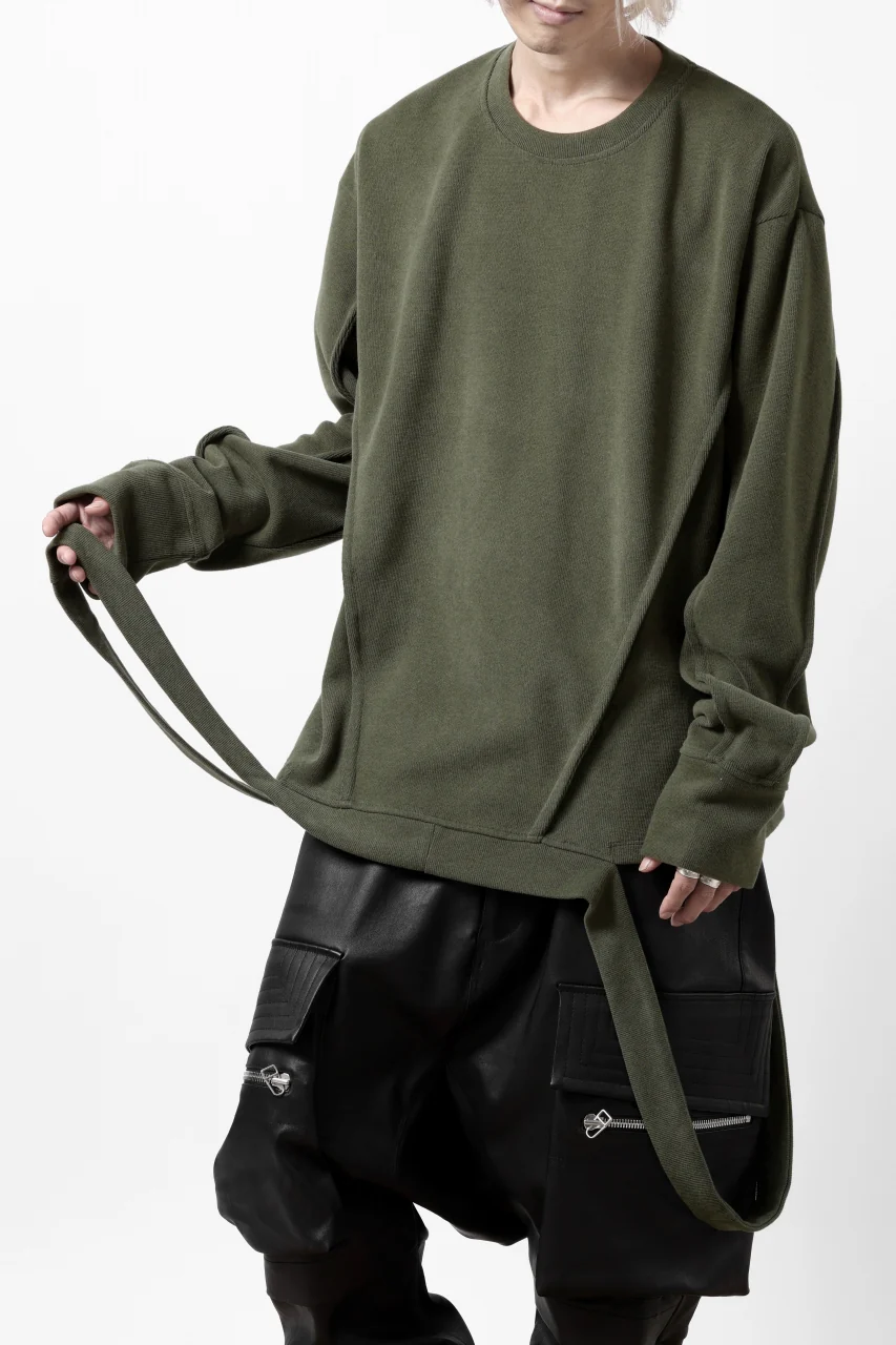 A.F ARTEFACT IRREGULAR HEM PULLOVER / COPE KNIT JERSEY (KHAKI) - Image 3