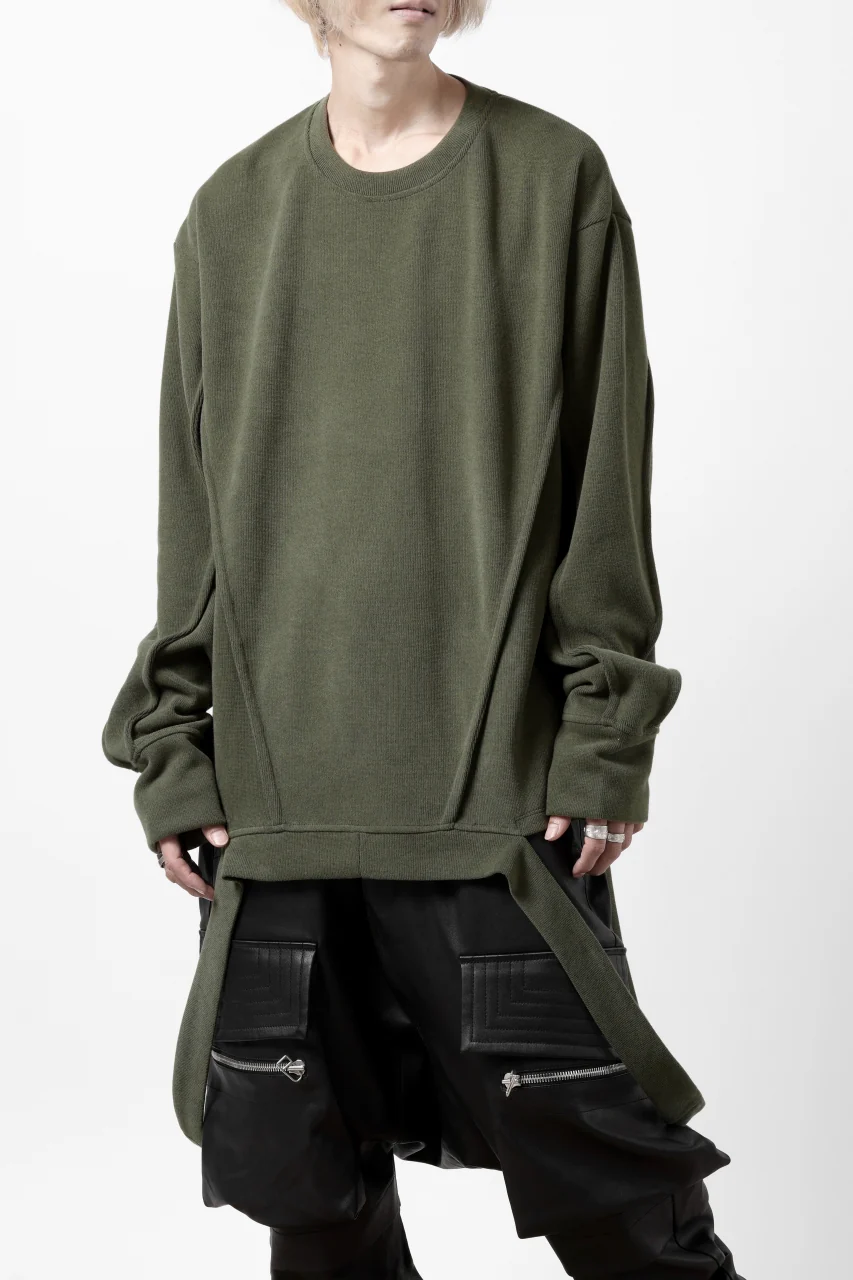 A.F ARTEFACT IRREGULAR HEM PULLOVER / COPE KNIT JERSEY (KHAKI) - Image 4