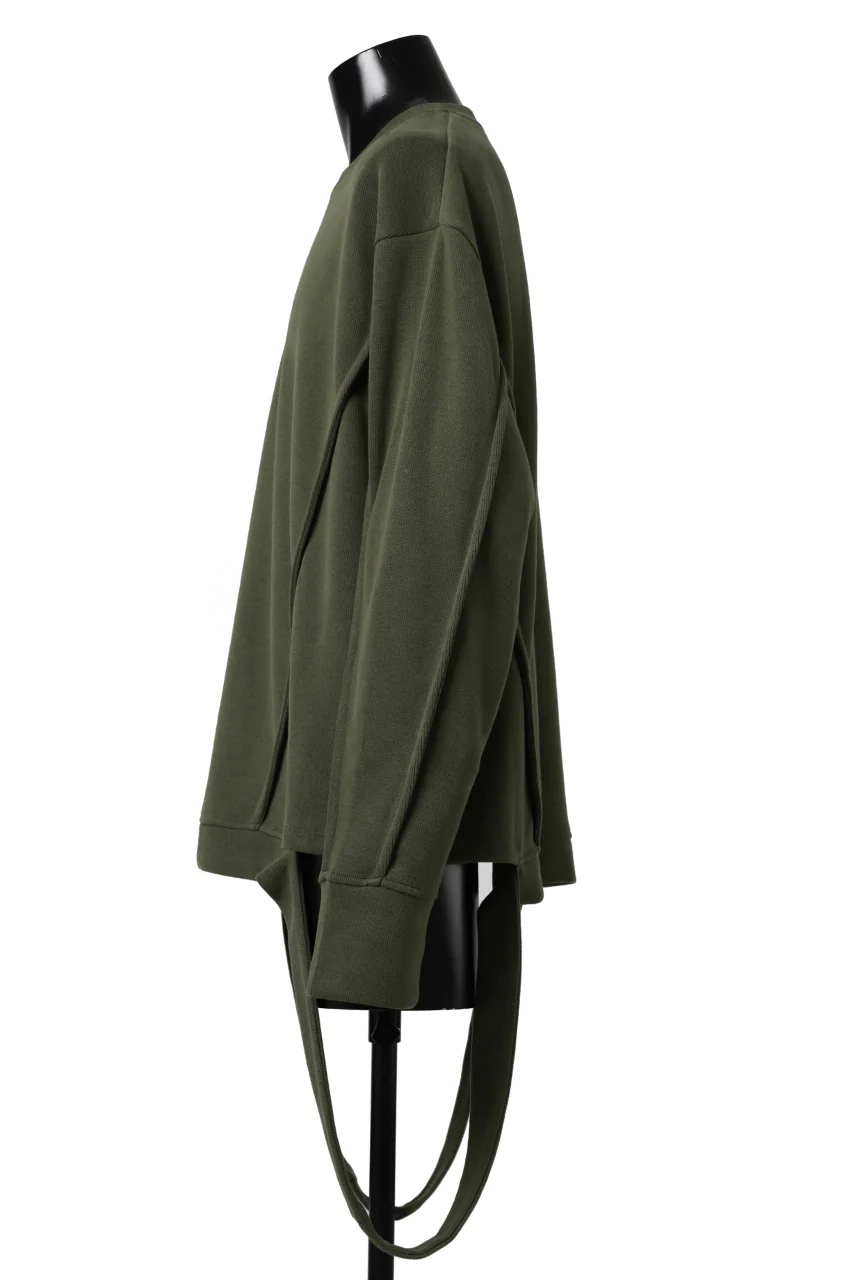 A.F ARTEFACT IRREGULAR HEM PULLOVER / COPE KNIT JERSEY (KHAKI) - Image 7