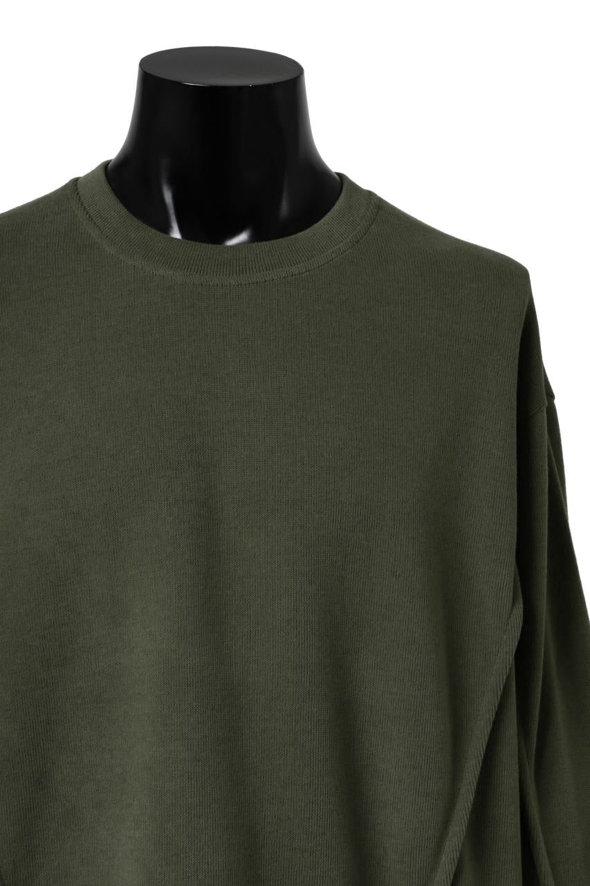 A.F ARTEFACT IRREGULAR HEM PULLOVER / COPE KNIT JERSEY (KHAKI) - Image 9