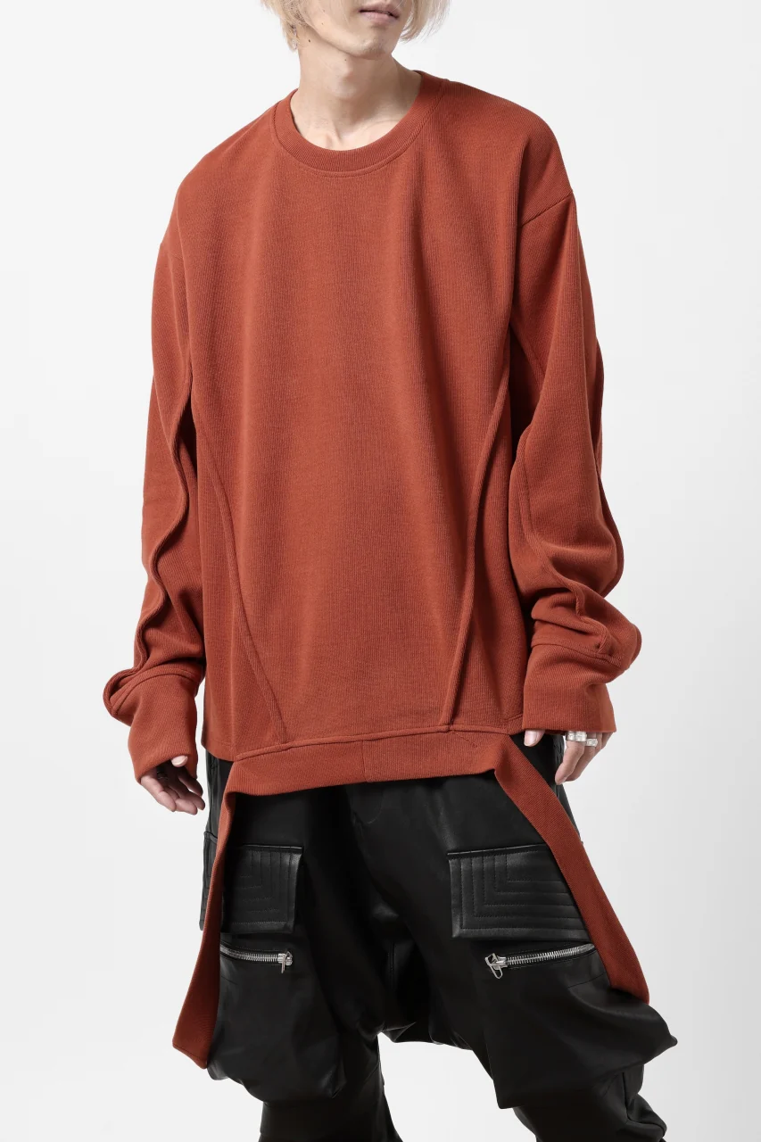 A.F ARTEFACT IRREGULAR HEM PULLOVER / COPE KNIT JERSEY (ORANGE) - Image 3