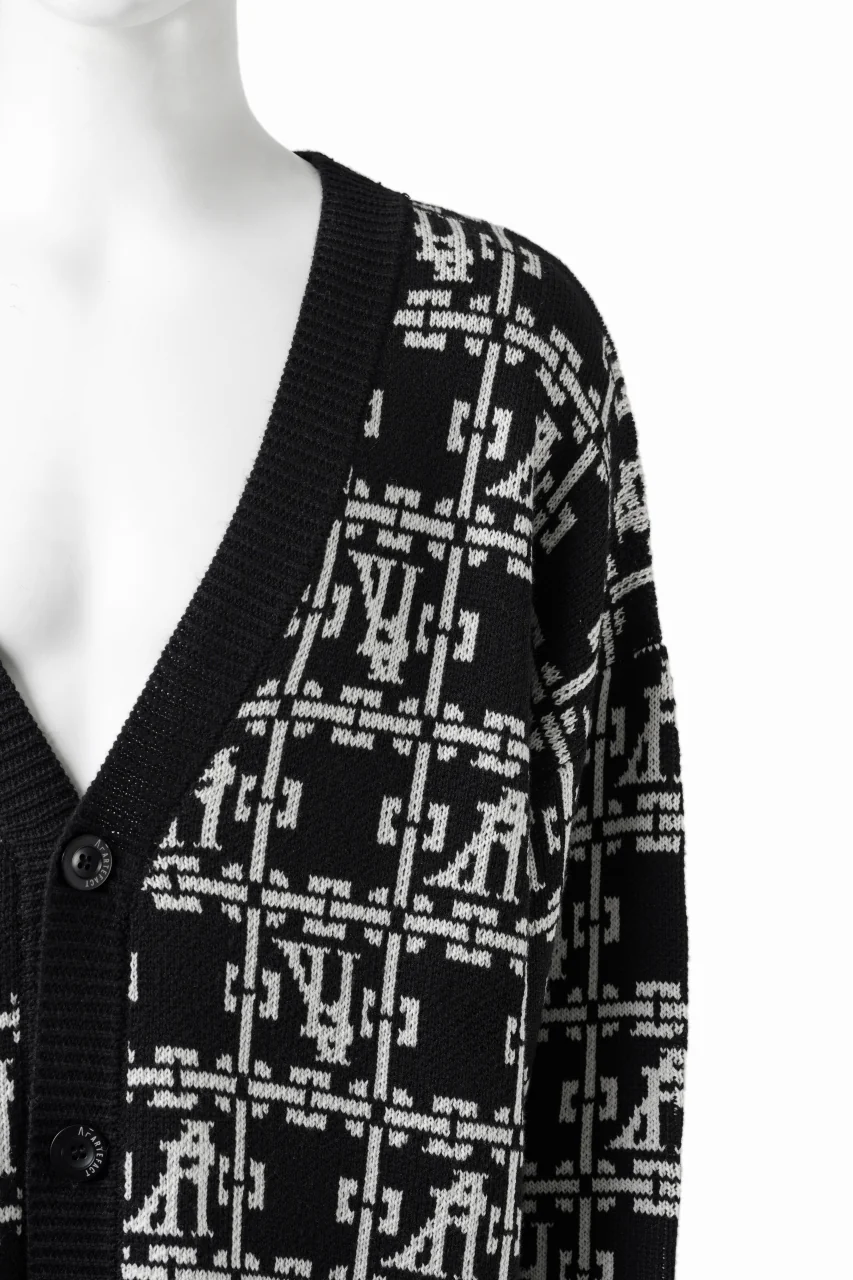 A.F ARTEFACT JACGUARD KNIT CARDIGAN (BLACK x IVORY) - Image 4