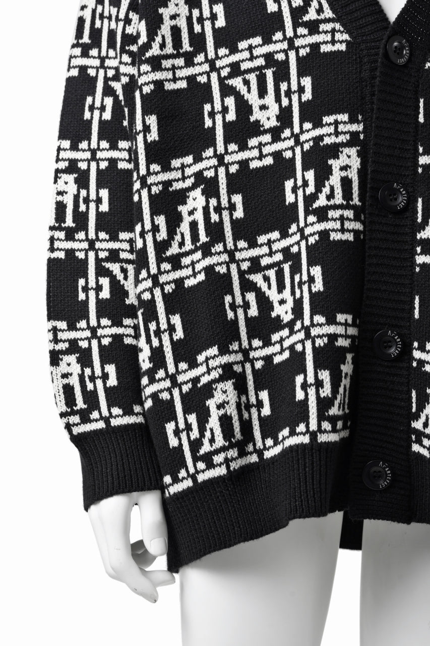 A.F ARTEFACT JACGUARD KNIT CARDIGAN (BLACK x IVORY) - Image 5