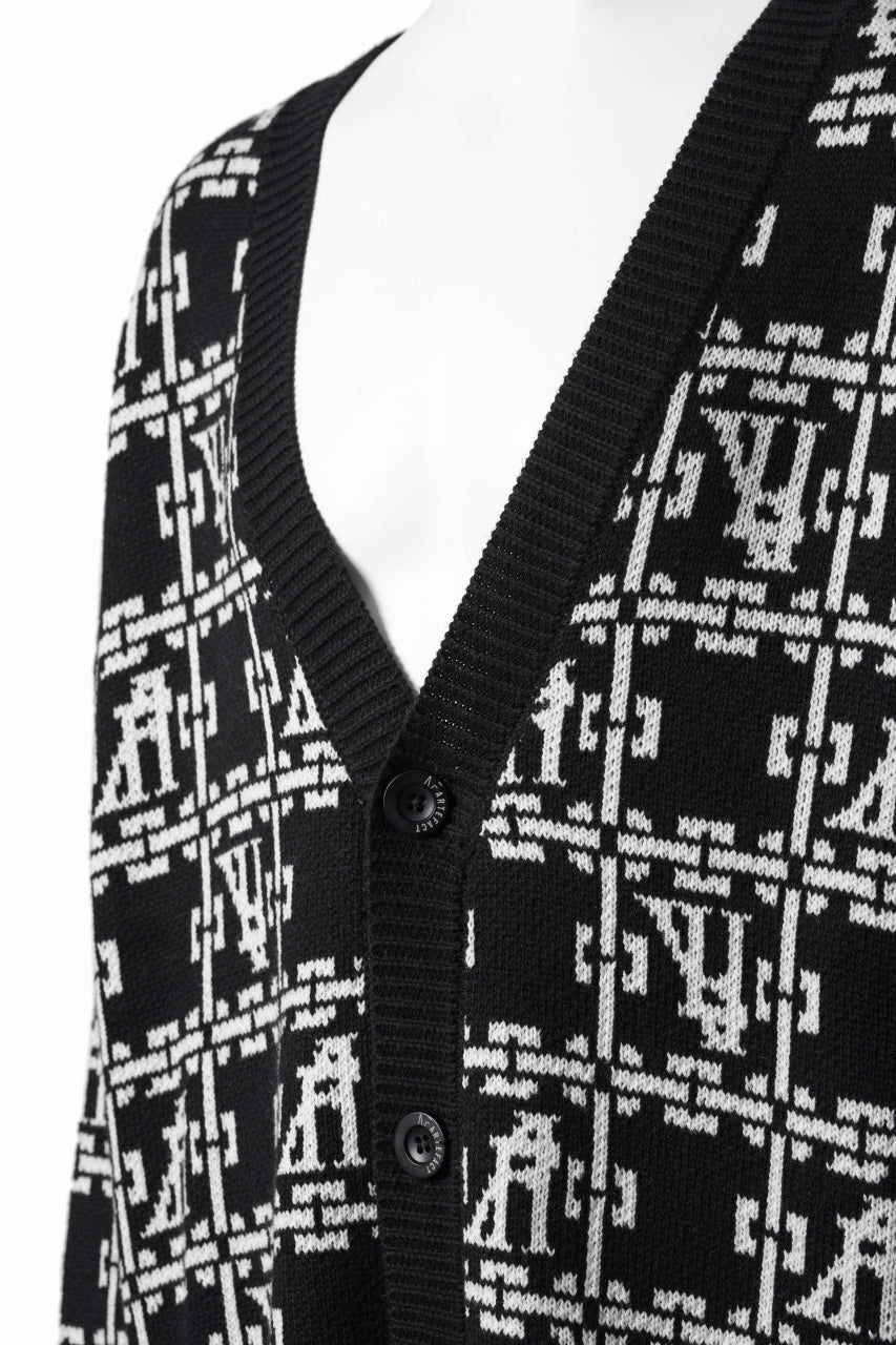A.F ARTEFACT JACGUARD KNIT CARDIGAN (BLACK x IVORY) - Image 6