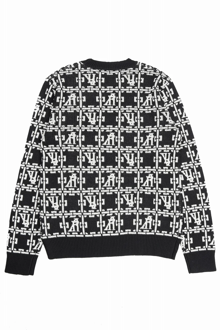 A.F ARTEFACT JACGUARD KNIT PULLOVER / REGULAR FIT (BLACK x IVORY) - Image 2