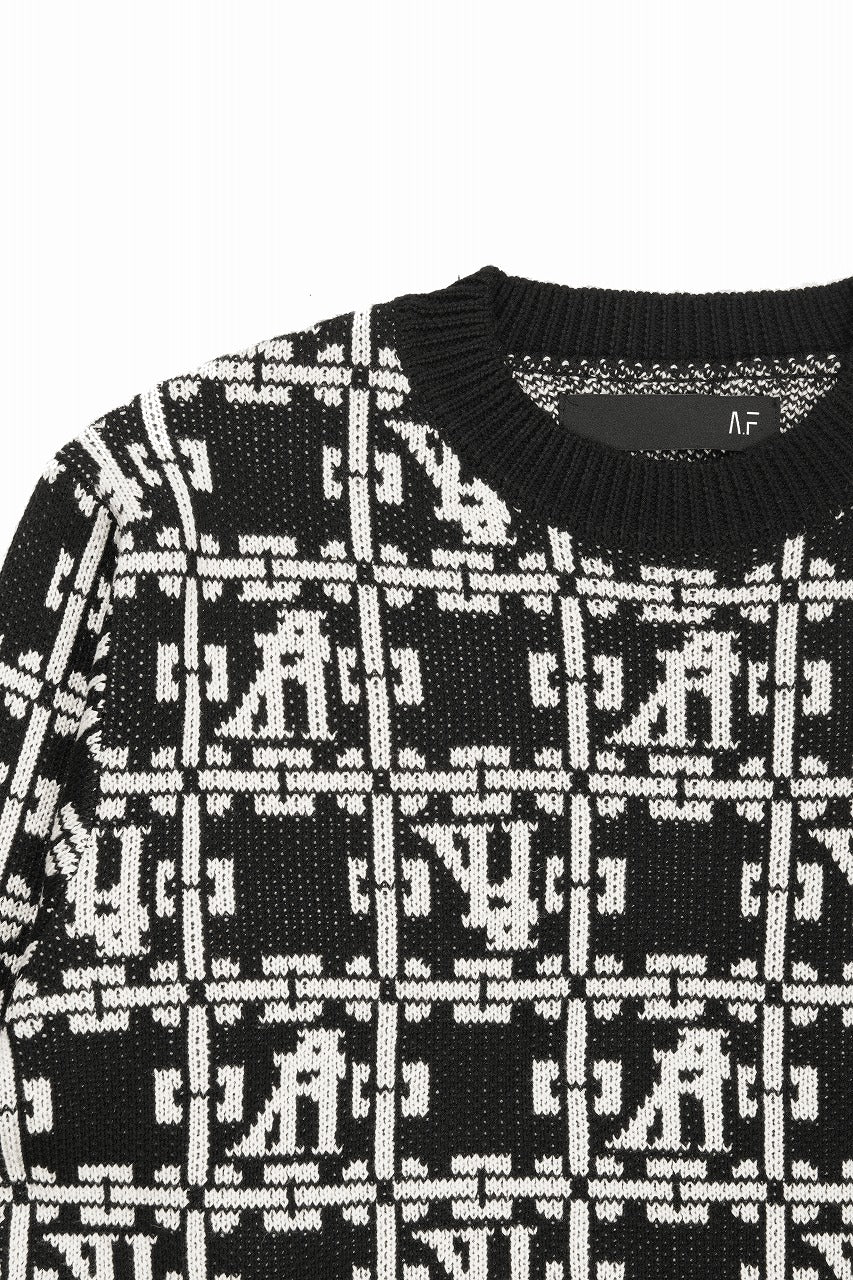 A.F ARTEFACT JACGUARD KNIT PULLOVER / REGULAR FIT (BLACK x IVORY) - Image 3