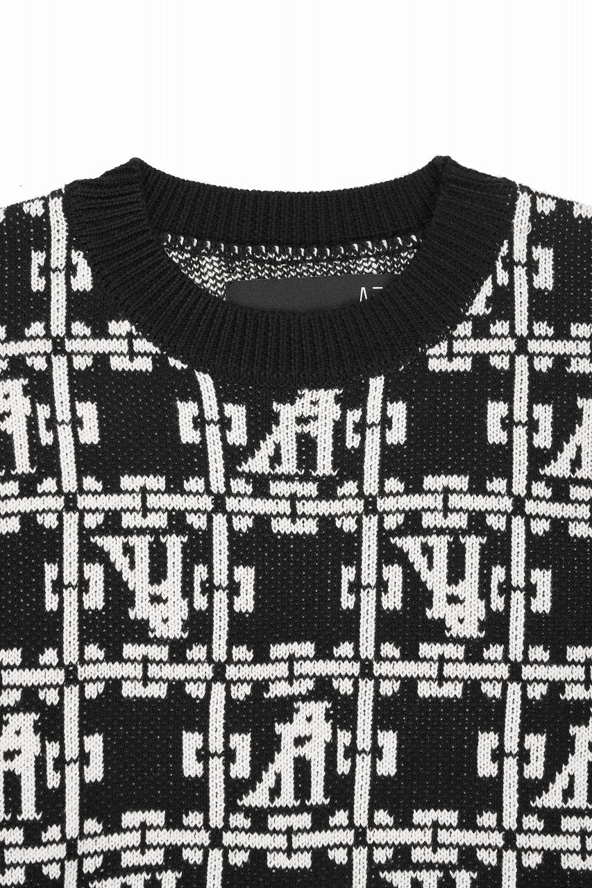 A.F ARTEFACT JACGUARD KNIT PULLOVER / REGULAR FIT (BLACK x IVORY) - Image 4