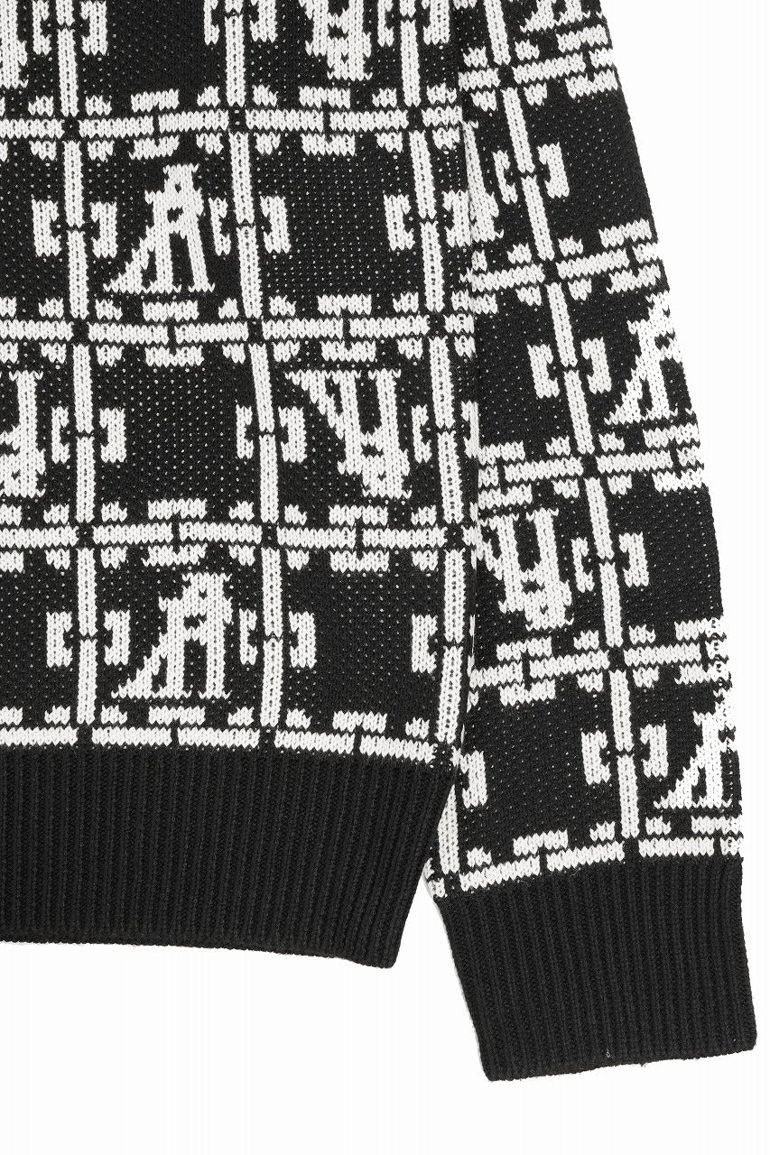 A.F ARTEFACT JACGUARD KNIT PULLOVER / REGULAR FIT (BLACK x IVORY) - Image 5