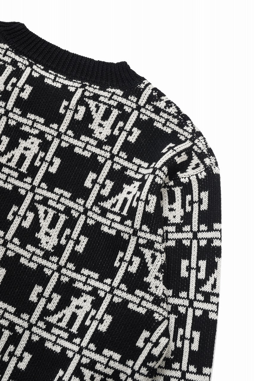 A.F ARTEFACT JACGUARD KNIT PULLOVER / REGULAR FIT (BLACK x IVORY) - Image 6