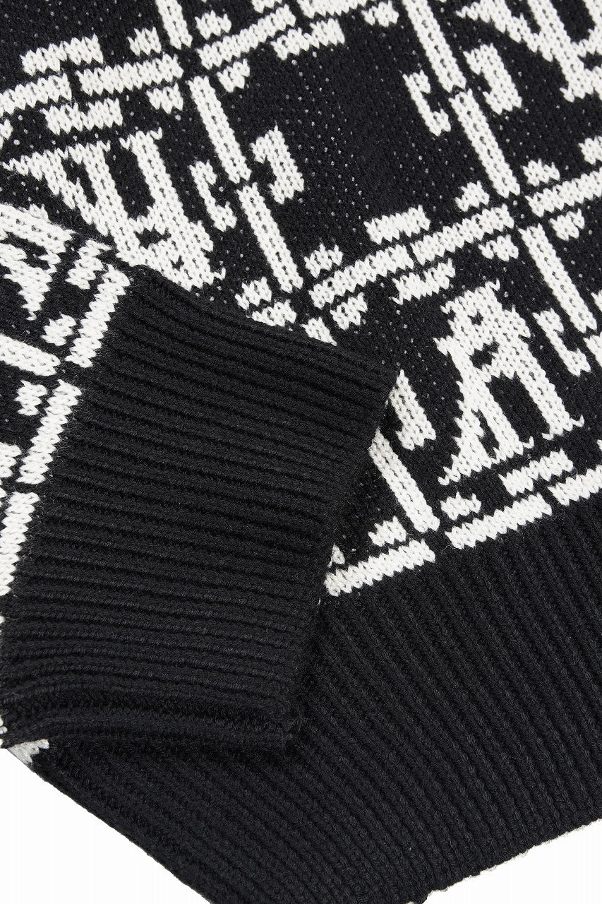 A.F ARTEFACT JACGUARD KNIT PULLOVER / REGULAR FIT (BLACK x IVORY) - Image 7