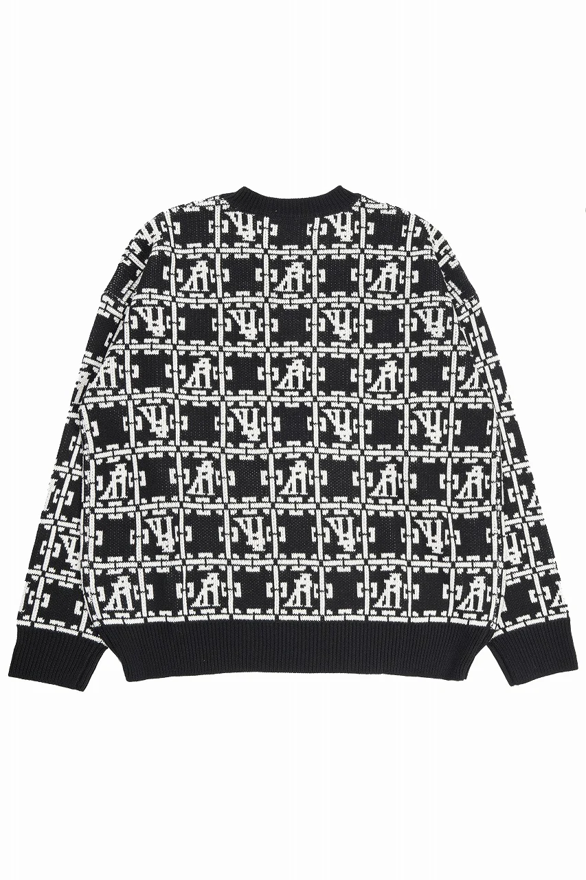 A.F ARTEFACT JACGUARD KNIT PULLOVER / RELAX FIT (BLACK x IVORY) - Image 3