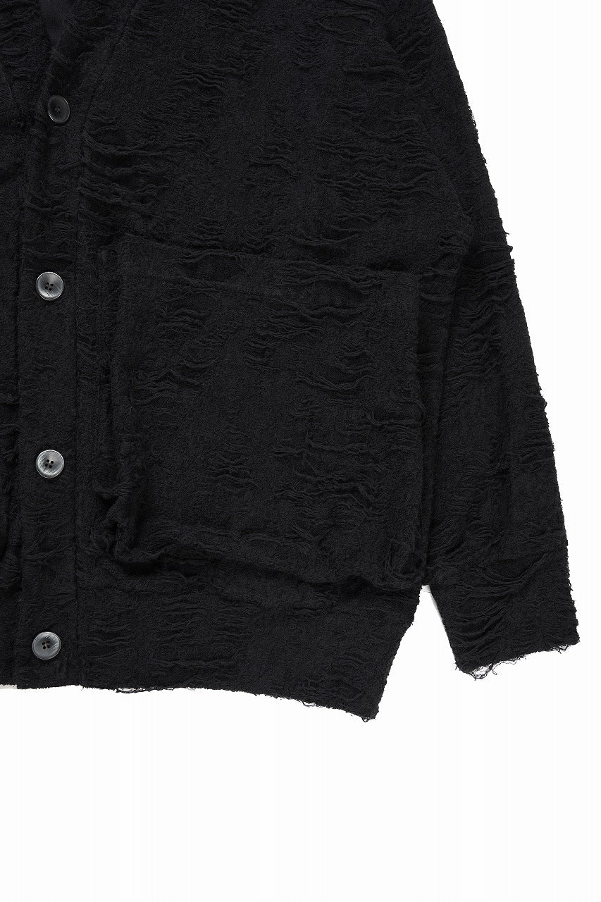 A.F ARTEFACT JUMBO CARDIGAN / DAMAGE PILE & PLATING KNIT JERSEY (BLACK) - Image 5