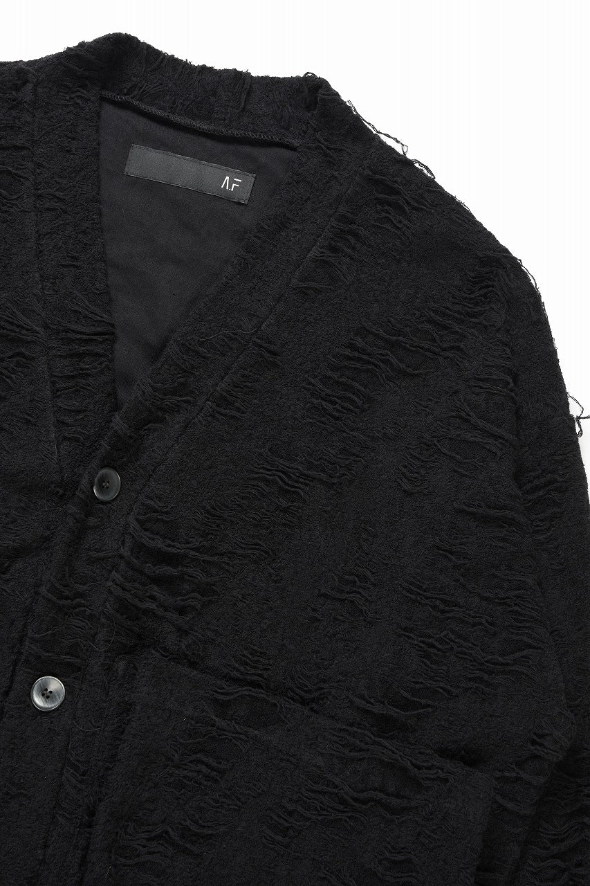 A.F ARTEFACT JUMBO CARDIGAN / DAMAGE PILE & PLATING KNIT JERSEY (BLACK) - Image 6
