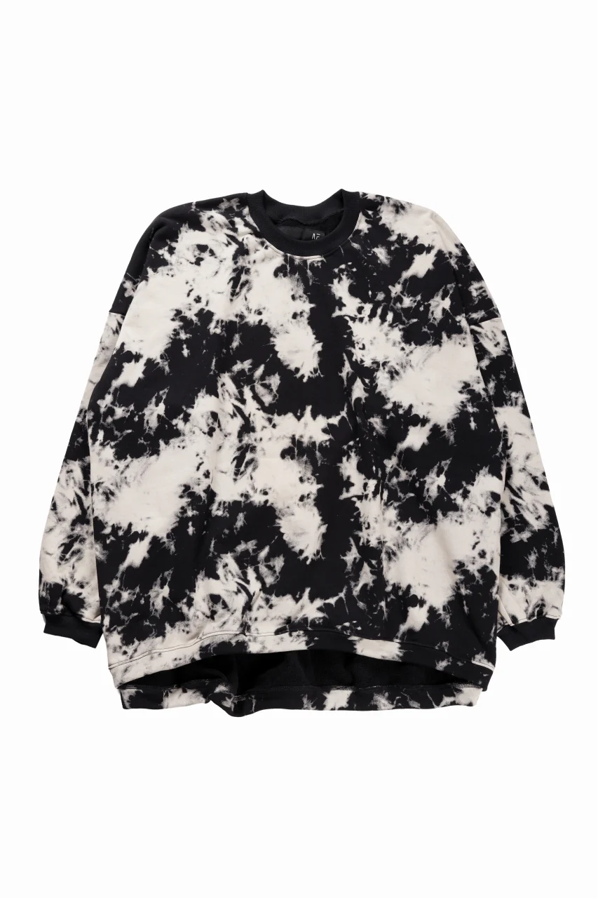A.F ARTEFACT JUMBO CREW NECK TOPS / MOTTLED DYING (BLACK x IVORY)
